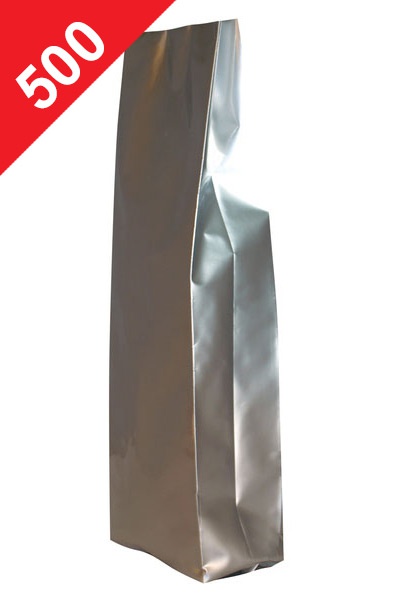Sáčky na kávu Klasik, 500g, lesklá stříbrná barva, 100x330x55