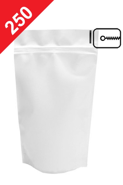 Sáčky na kávu se ZIPem, 250g, matná bílá barva, 160x270x80
