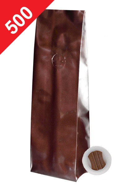 Sáčky na kávu s ventilem Klasik, 500g, lesklá hnědá barva, 100x330x55