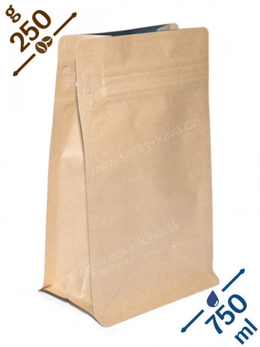 Sáčky na potraviny s plochým dnem a ZIPem, 750ml, papír, 12x20x8
