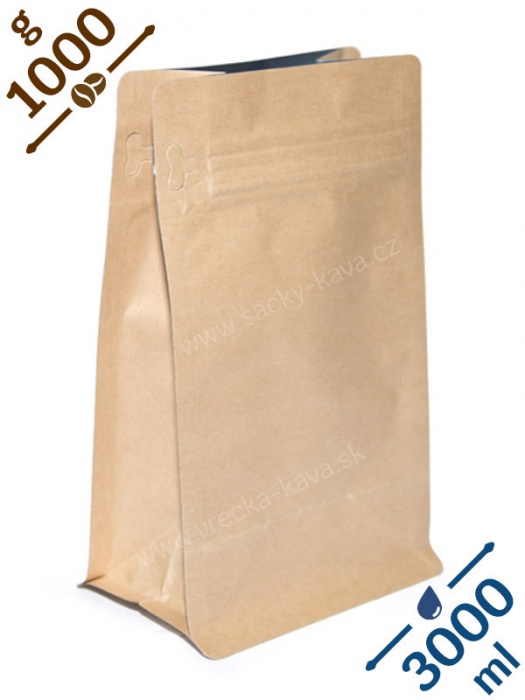 Sáčky na potraviny s plochým dnem a ZIPem, 3000ml, papír, 14x34x9