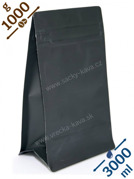 Sáčky na potraviny s plochým dnem a ZIPem, 3000ml, černé, 15x34x9
