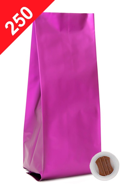 Sáčky na kávu s ventilem Klasik, 250g, matná fialová barva, 80x250x64