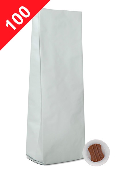 Sáčky na kávu s ventilem Klasik, 100g, matná bílá barva, 60x200x38