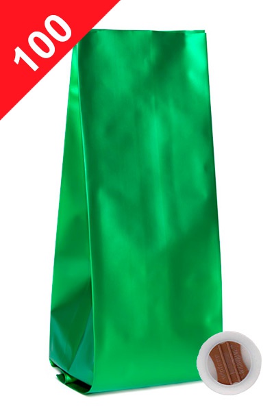 Sáčky na kávu s ventilem Klasik, 100g, matná zelená barva, 60x200x38