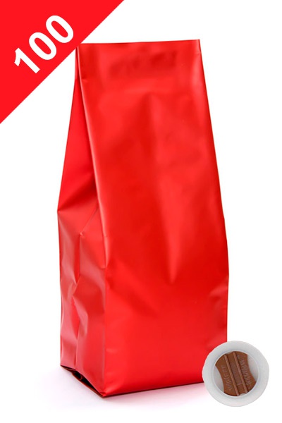 Sáčky na kávu s ventilem Klasik, 100g, matná červená barva, 60x200x38