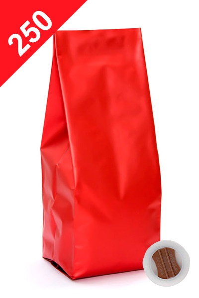 Sáčky na kávu s ventilem Klasik, 250g, matná červená barva, 80x250x64