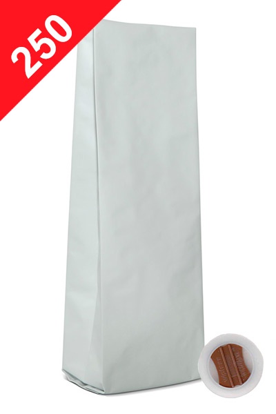 Sáčky na kávu s ventilem Klasik, 250g, matná bílá barva, 80x250x64