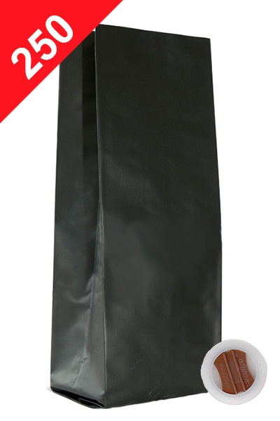 Sáčky na kávu s ventilem Klasik, 250g, matná černá barva, 80x250x64