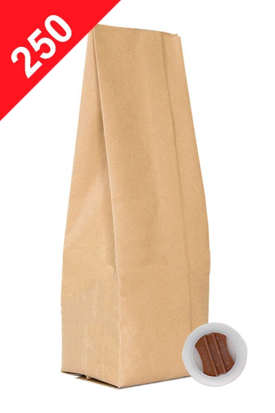 Sáčky na kávu s ventilem Klasik, 250g, přírodní hnědá barva, 80x250x64
