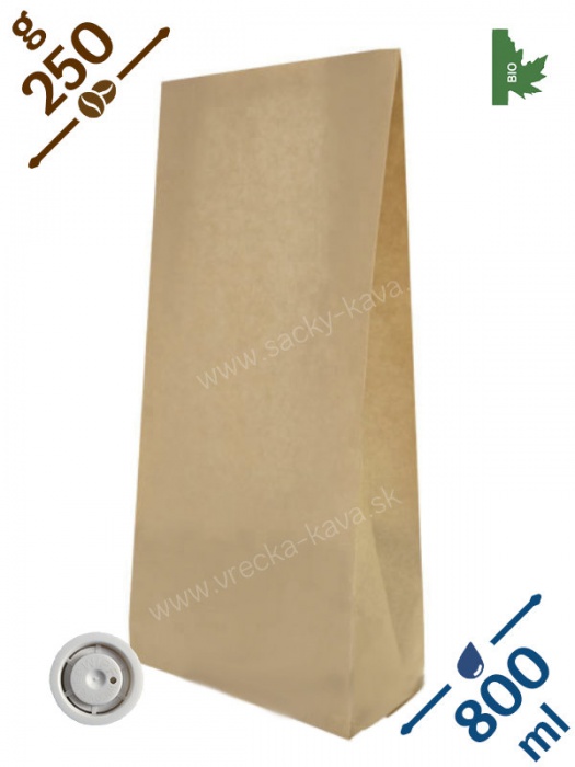 BIO + MET sáčky na kávu s ventilem, 250g, papír, 8x28x4
