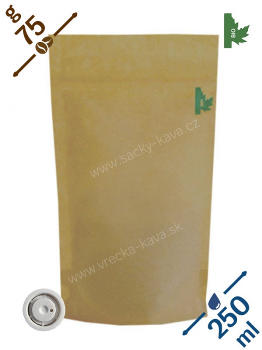 BIO + MET sáčky na kávu s ventilem a ZIPem, 75g, papír, 11x18x6