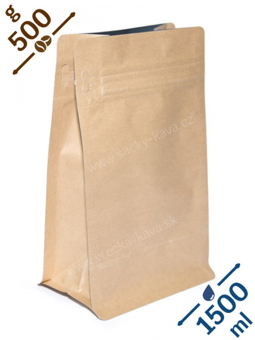 Sáčky na potraviny s plochým dnem a ZIPem, 1500ml, papír, 13x25x9