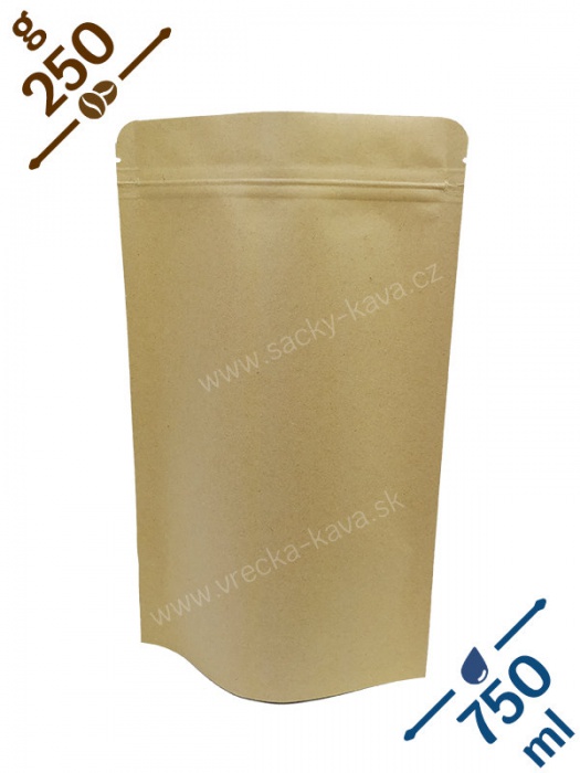Sáčky na kávu se ZIPem, 250g, přírodní hnědá barva, 150x240x80