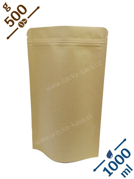 DOPRODEJ - Sáčky na kávu se ZIPem, 500g, přírodní hnědá barva, 180x300x100