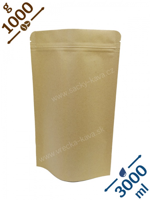 DOPRODEJ - Sáčky na kávu se ZIPem, 1kg, přírodní hnědá barva, 230x350x100