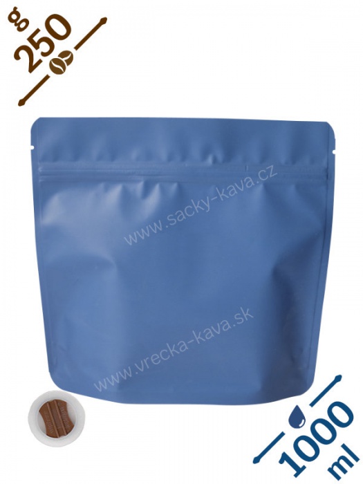 Sáčky na kávu konvička se ZIPem a ventilem, 250g, modré, 20x19x7 - DOPRODEJ!