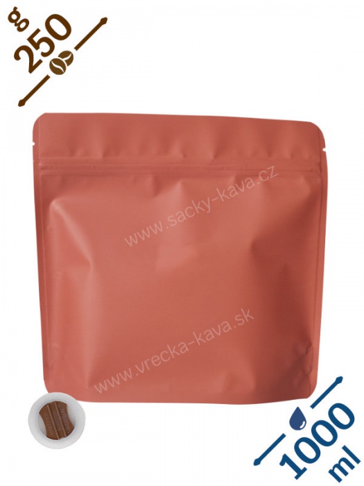 Sáčky na kávu konvička se ZIPem a ventilem, 250g, červené, 20x19x7 - DOPRODEJ!
