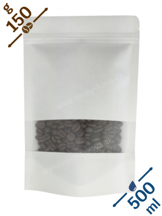 Sáčky na potraviny se ZIPem a oknem, 500ml, bílý papír, 13x21x8