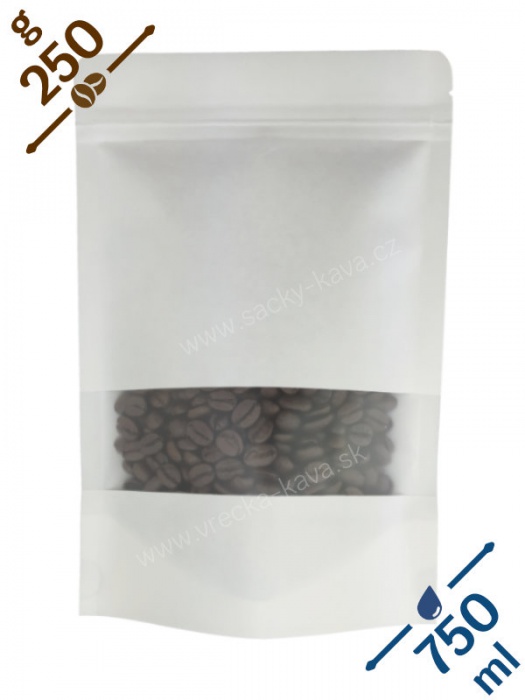 Sáčky na potraviny se ZIPem a oknem, 750ml, bílý papír, 15x24x8