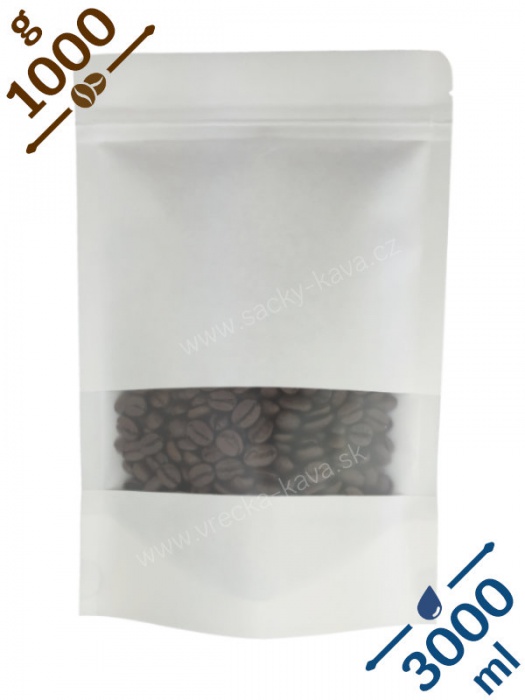 Sáčky na potraviny se ZIPem a oknem, 3000ml, bílý papír, 23x35x10