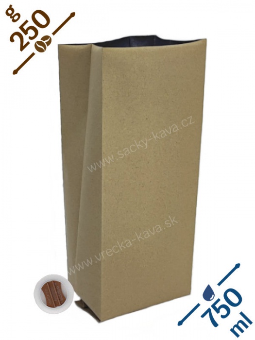 Sáčky na kávu Klasik s ventilem, 250g, recyklovaný papír, 8x25x6